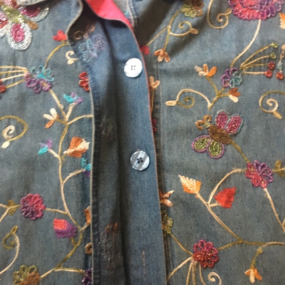 The Quacker Factory Medium Beaded Denim Shirt - Picture 3 of 5